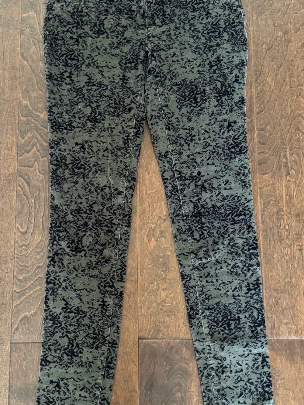 Pilcro and the Letterpress Green Velvet-Pattern Skinny Jeans